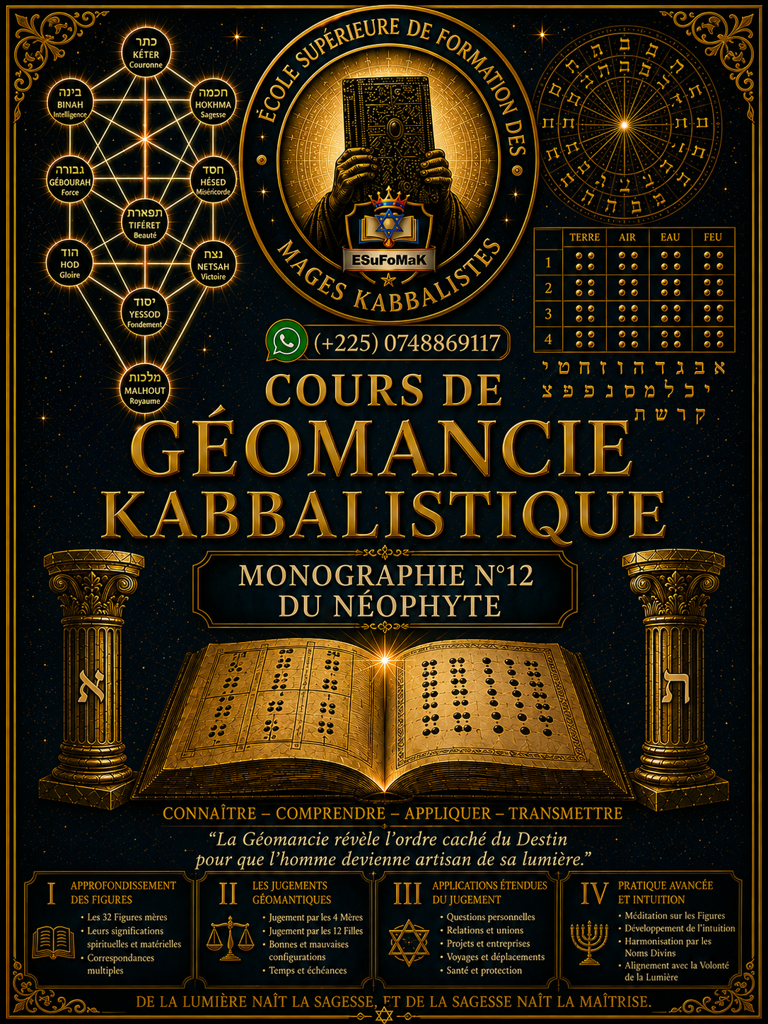 COURS DE GEOMANCIE KABBALISTIQUE/ Monographie N°12 du Néopyte